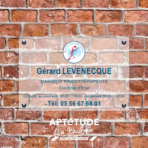 Plaque professionnelle Masseur-Kinésithérapeute - Plexi