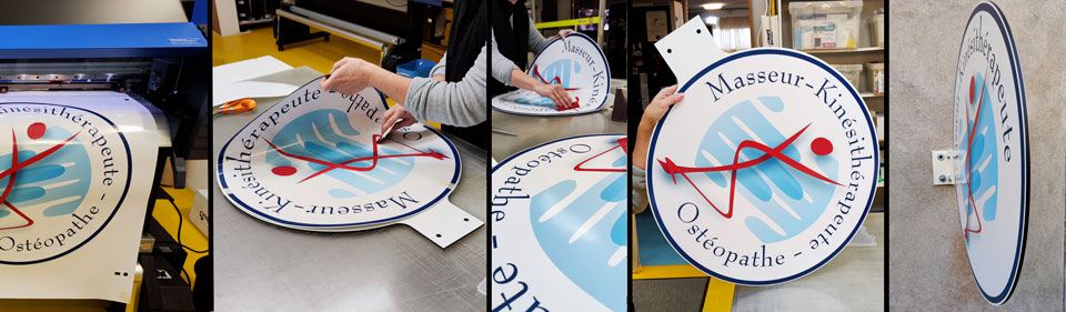 Enseigne double face EkoSign Kin&eacute;sith&eacute;rapeute Ost&eacute;opathe