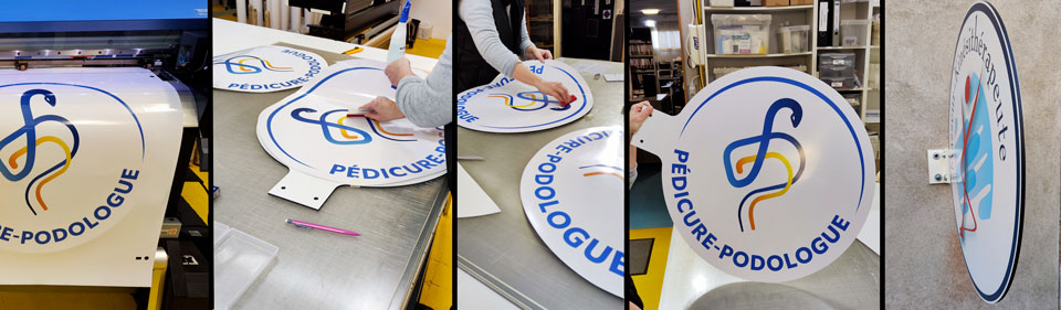 R&eacute;alisation Enseigne double face EkoSign P&eacute;dicure-Podologue