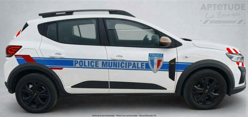 Kit S&eacute;rigraphie Police Municipale avec balisage AV AR Blanc/Rouge