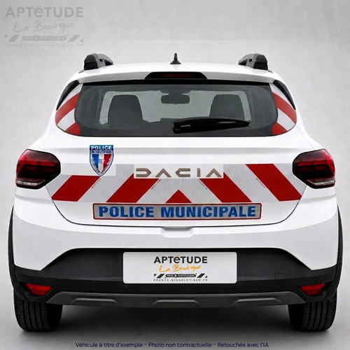 Kit S&eacute;rigraphie Police Municipale avec balisage AV AR Blanc/Rouge