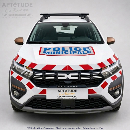 Kit S&eacute;rigraphie Police Municipale avec balisage AV AR Blanc/Rouge