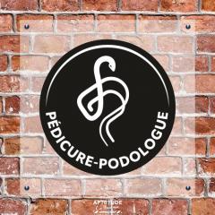Plaque P&eacute;dicure-Podologue - Logo Blanc