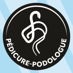 Autocollant insigne Pédicure-Podologue version Blanc sur Noir (ONPP)