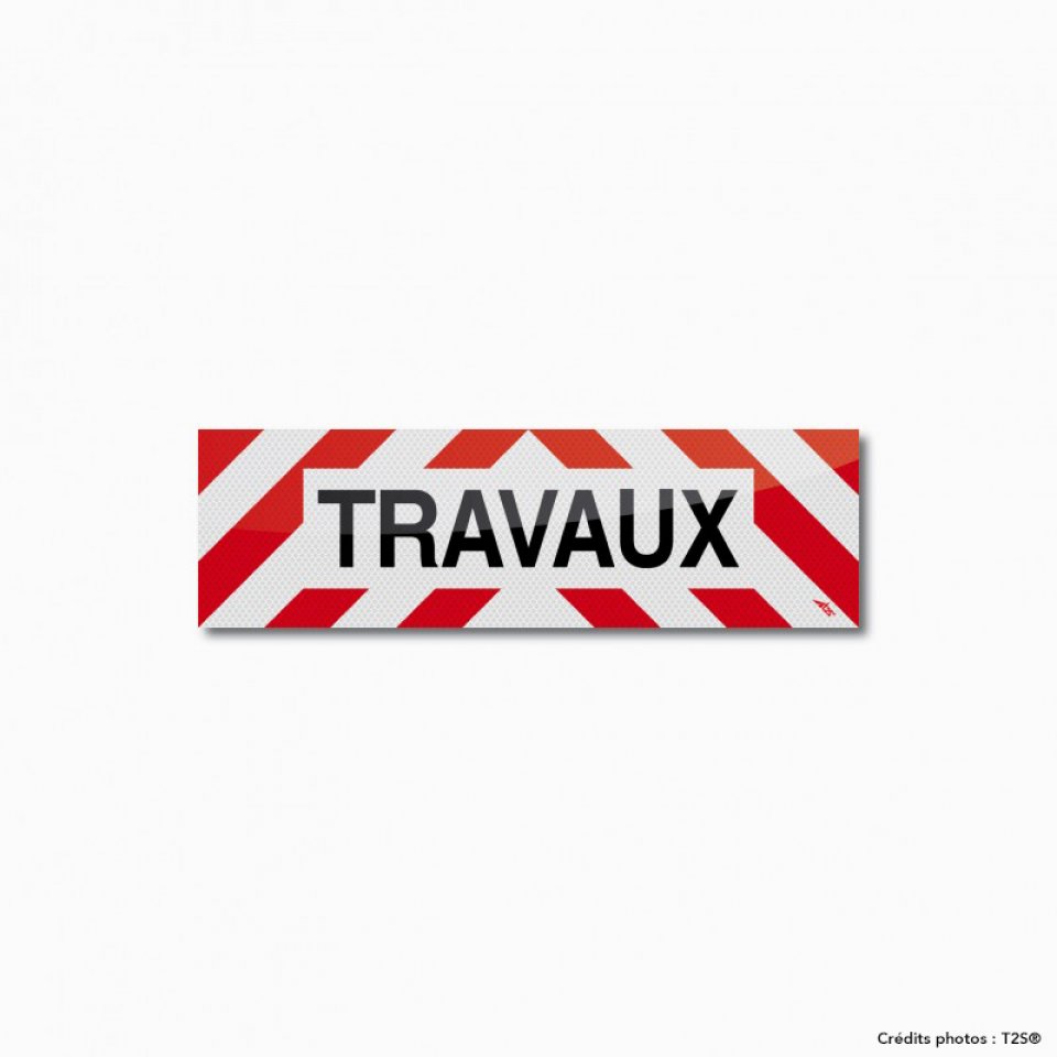Bandeau rétroréfléchissant "TRAVAUX" - Classe 2 (ZEBRAFLEX)