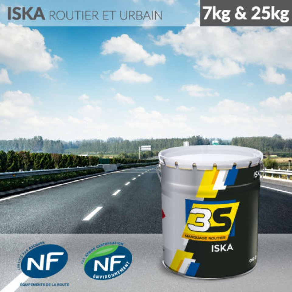 Peinture blanche &agrave; l'eau "ISKA" certifi&eacute;e urbaine et routi&egrave;re (25 kg) (GEVEKO Markings)