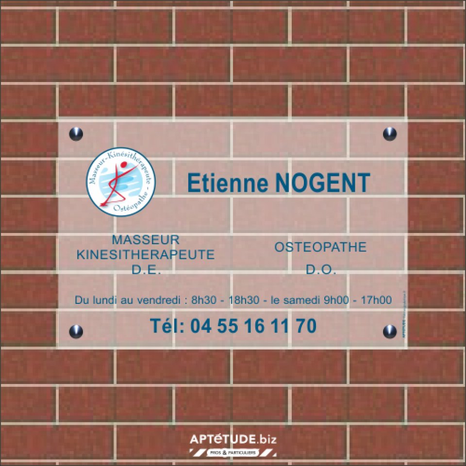 Plaque professionnelle Masseur-Kinésithérapeute Ostéopathe (Apttude S.A.S.)