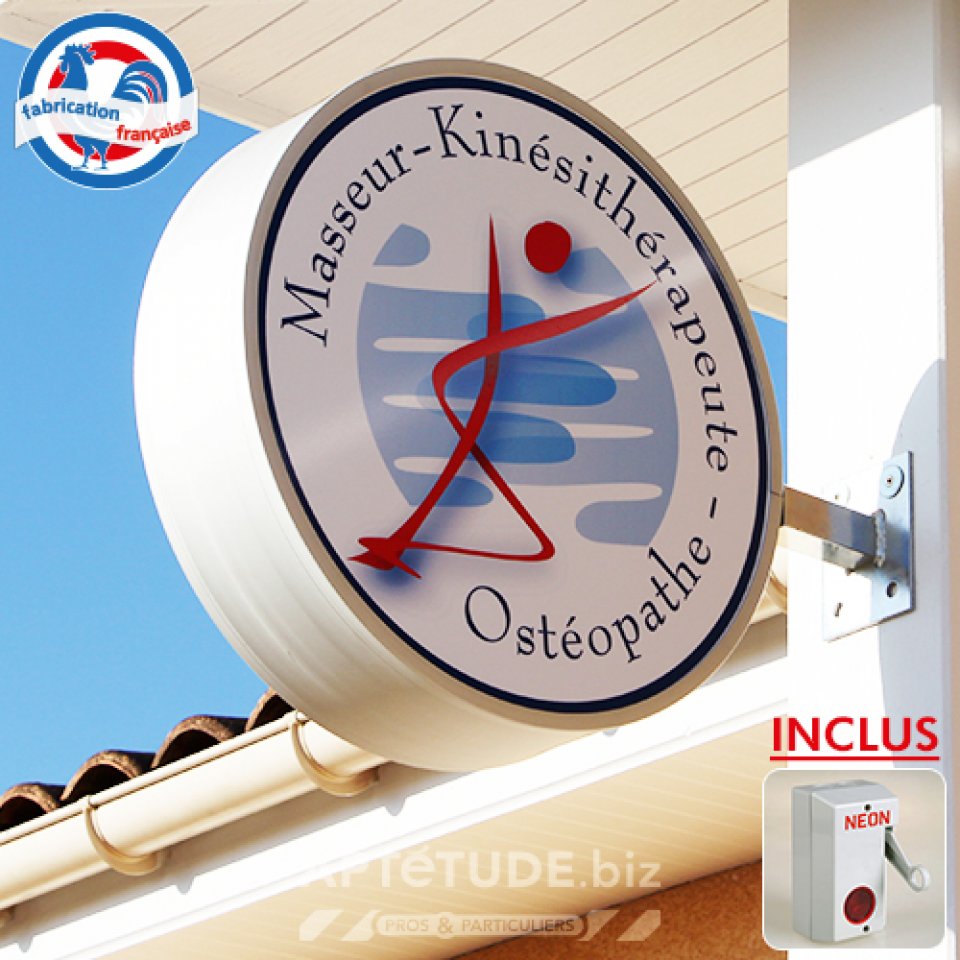 Enseigne lumineuse drapeau Masseur-Kinésithérapeute Ostéopathe (Apttude S.A.S.)