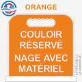 Panneau de piscine "Couloir réservé Nage avec matériel"