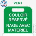 Panneau de piscine "Couloir réservé Nage avec matériel"